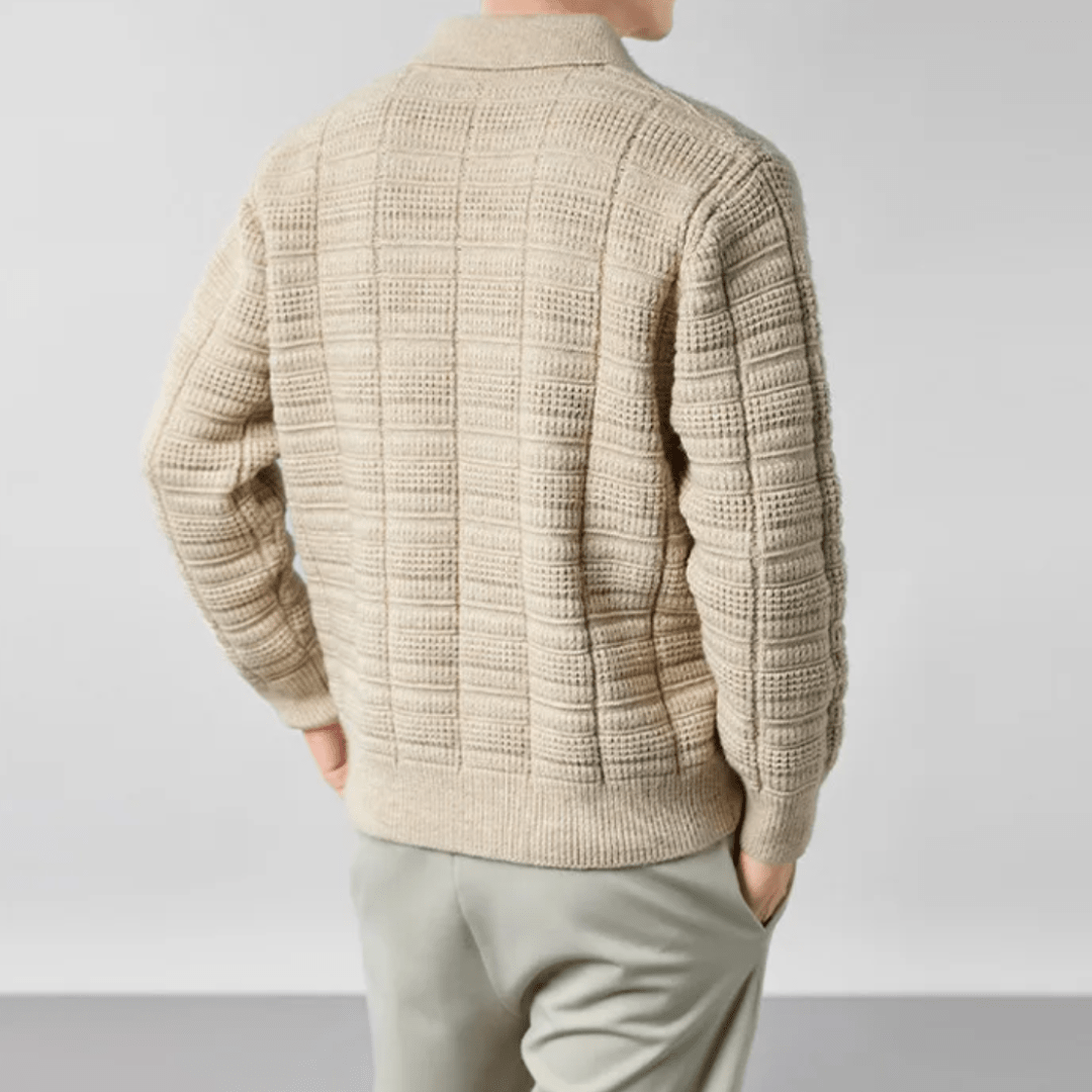 The Harmon Waffle - Knit Polo - Beige - XS