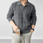 The Harmon Waffle - Knit Polo - Grey - XS