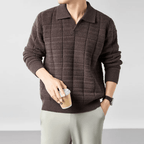 The Harmon Waffle - Knit Polo - Espresso - XS