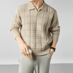 The Harmon Waffle - Knit Polo - Beige - XS