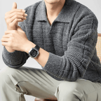 The Harmon Waffle - Knit Polo - Grey - XS