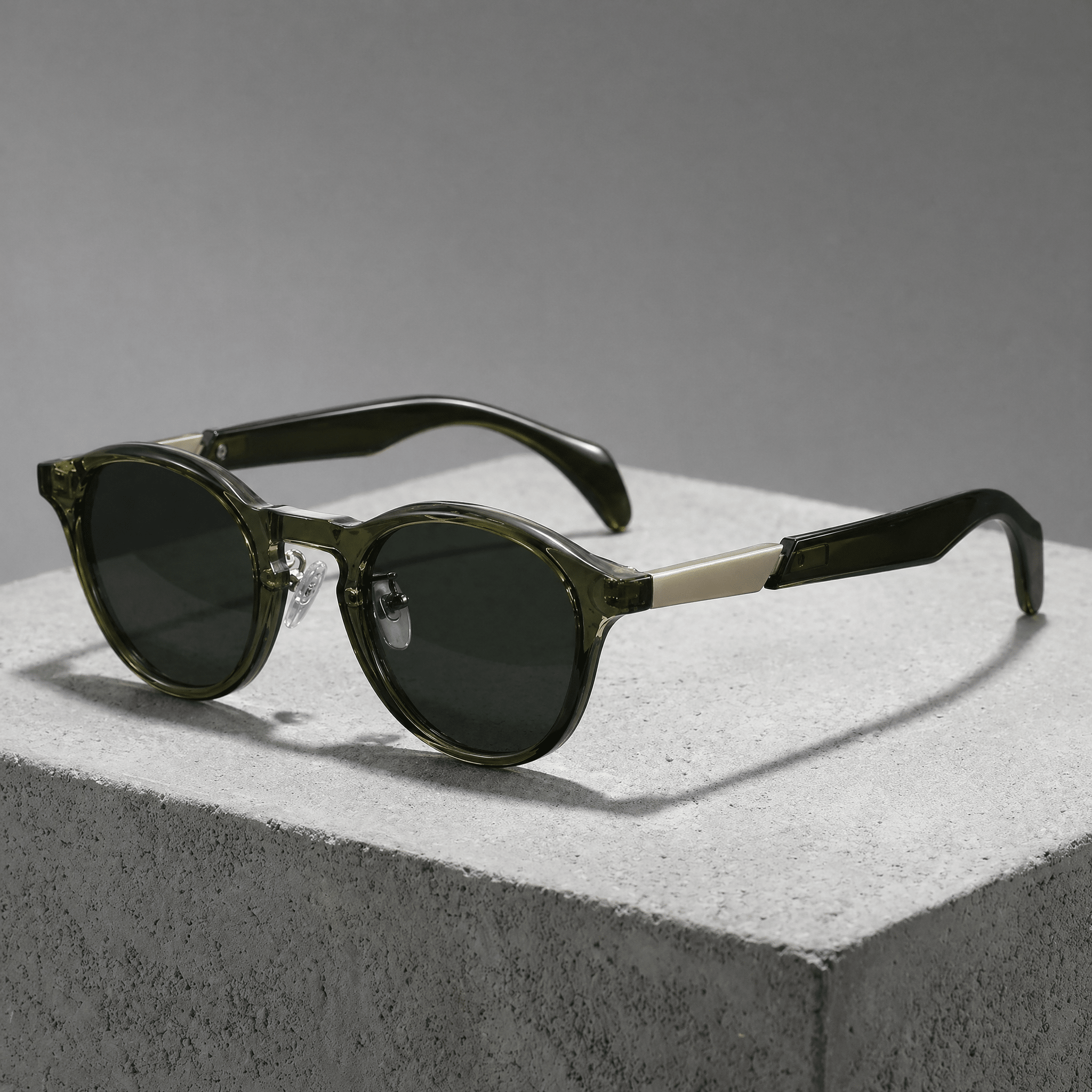 The Hawkins Round Frames - Olive Crystal - 