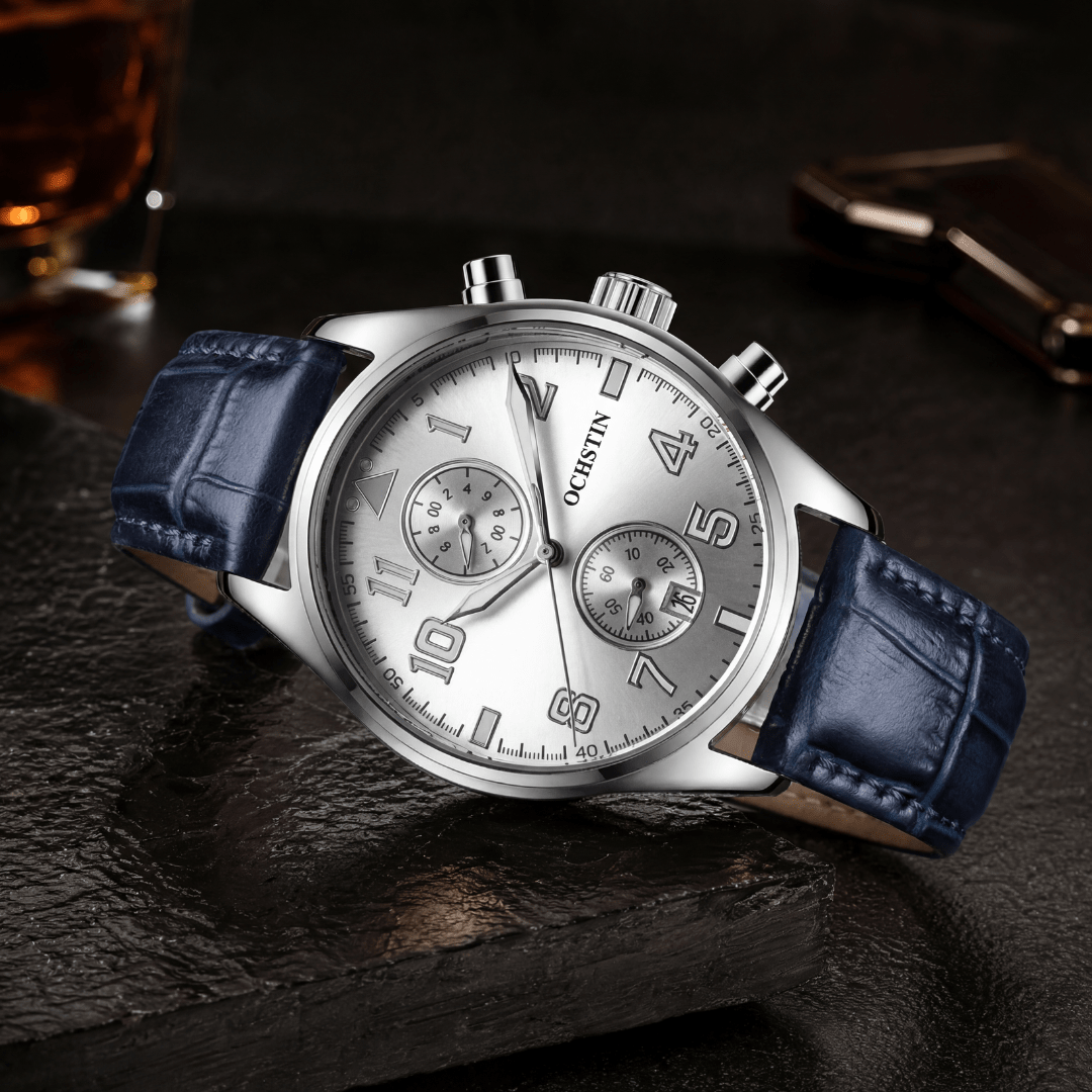 The Lorenzo Chronograph - Silver / Navy - 