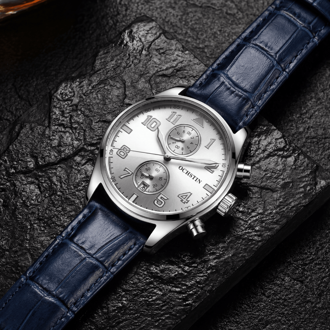 The Lorenzo Chronograph - Silver / Navy - 