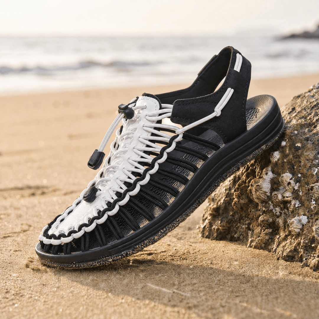 The Paracord Sandal - Black / White - 5