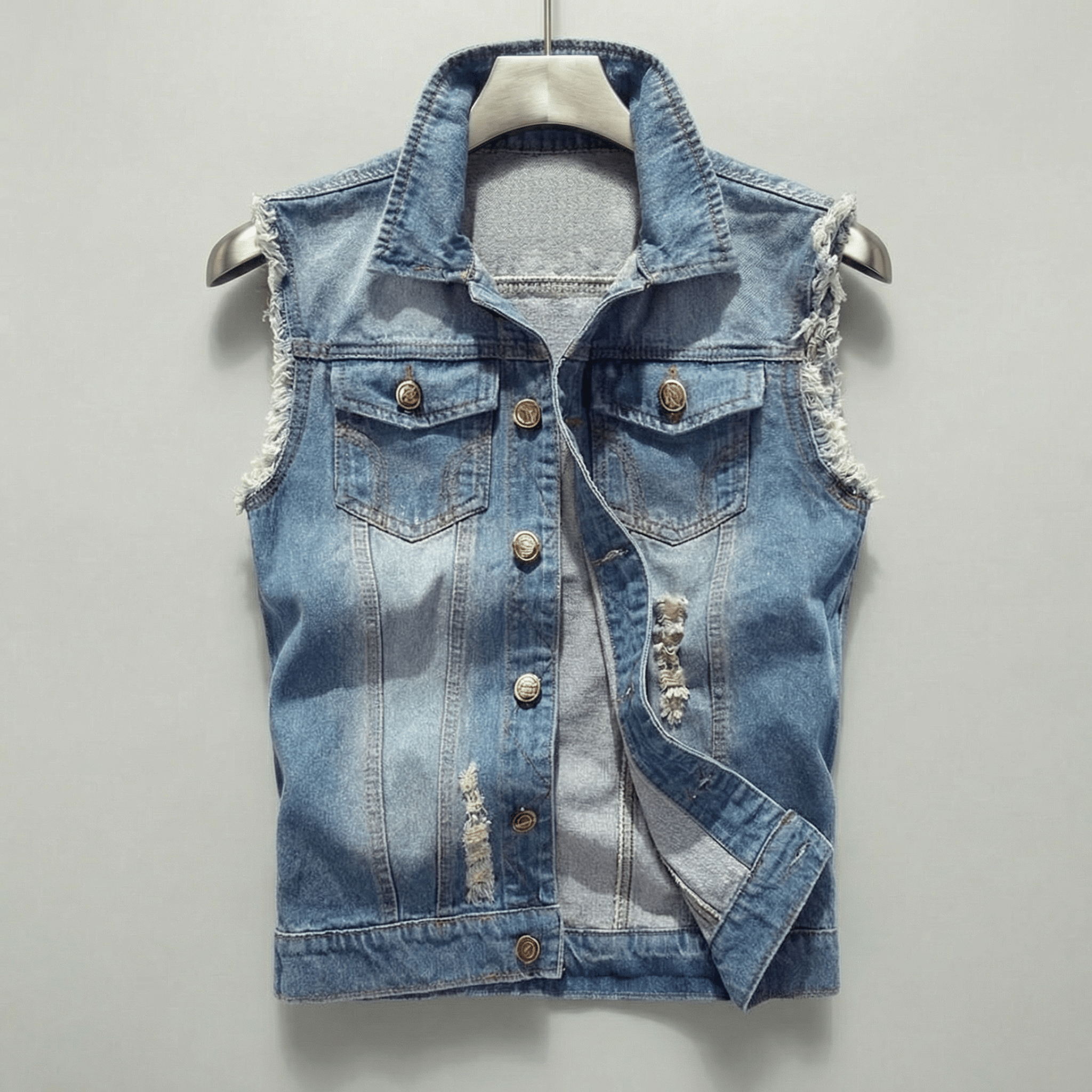 The Rawcut Denim Vest - Light Wash - XS