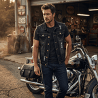 The Rawcut Denim Vest - Black - XS