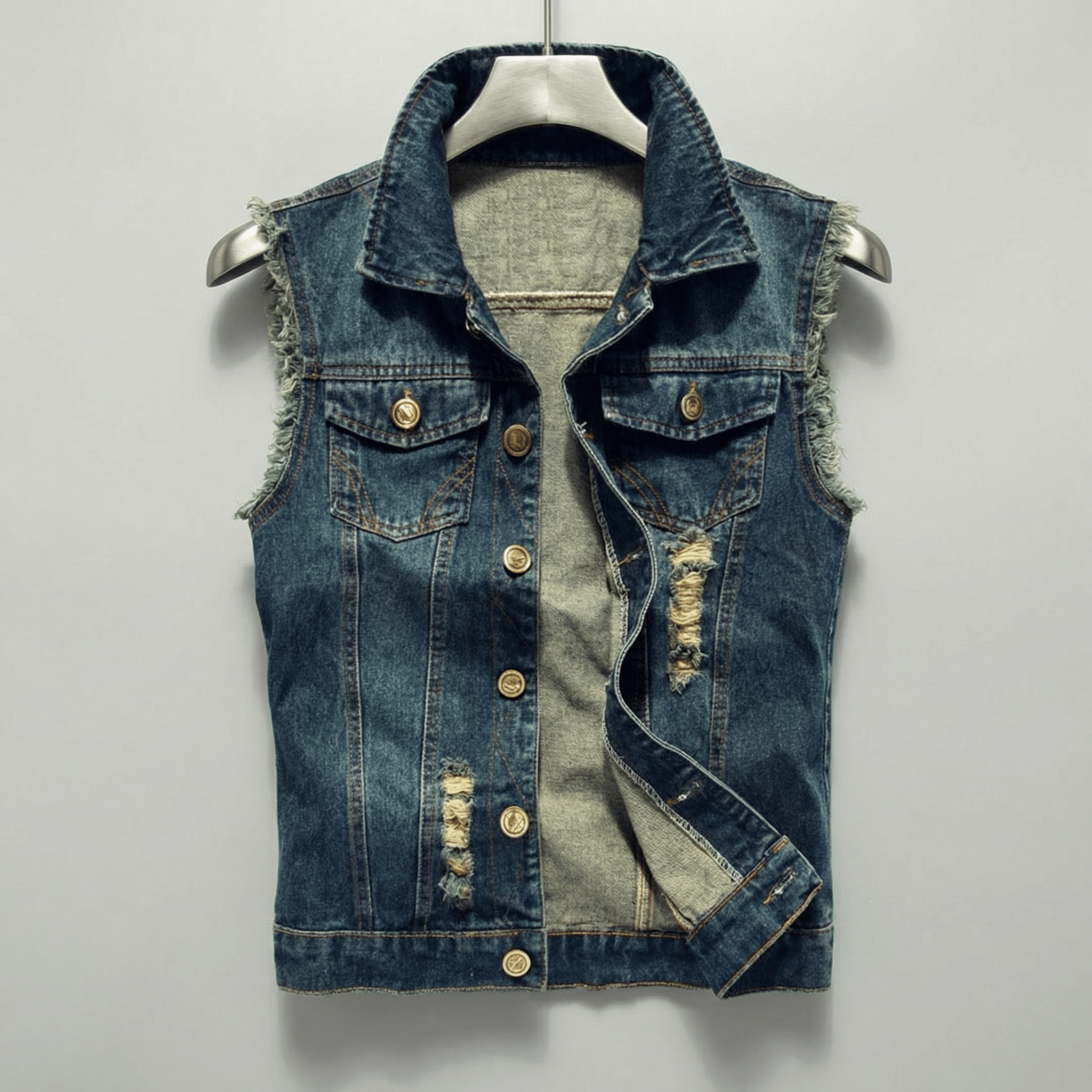 The Rawcut Denim Vest - Dark Wash - XS