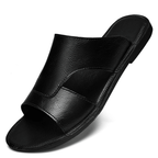 The Riviera Leather Slide - Black - 5.5