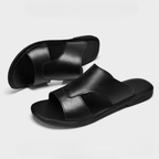 The Riviera Leather Slide - Black - 5.5