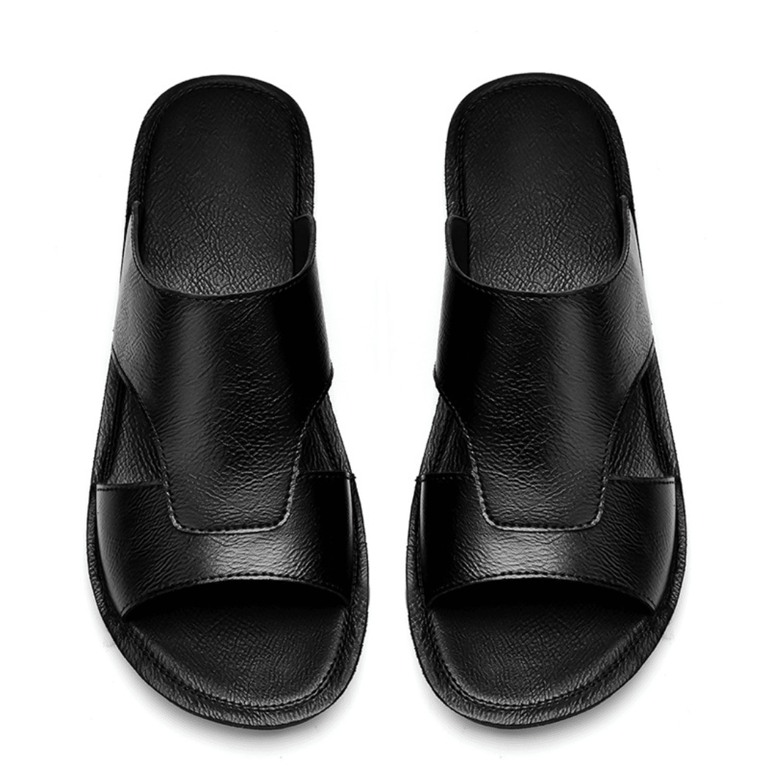 The Riviera Leather Slide - Black - 5.5