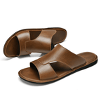 The Riviera Leather Slide - Brown - 5.5
