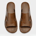 The Riviera Leather Slide - Brown - 5.5