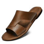 The Riviera Leather Slide - Brown - 5.5