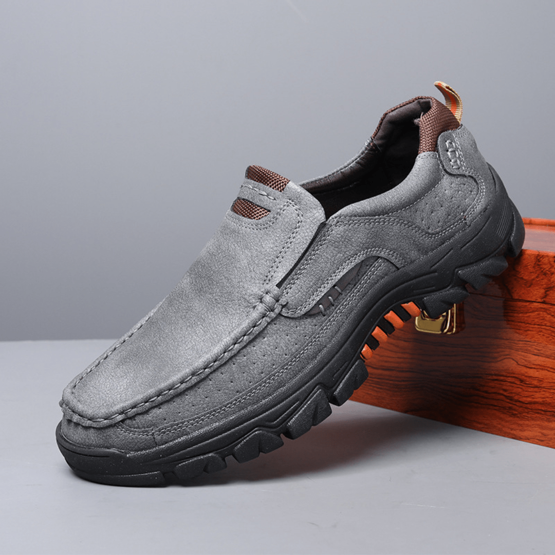 The Roamer Leather Slip - On - Grey - 5.5